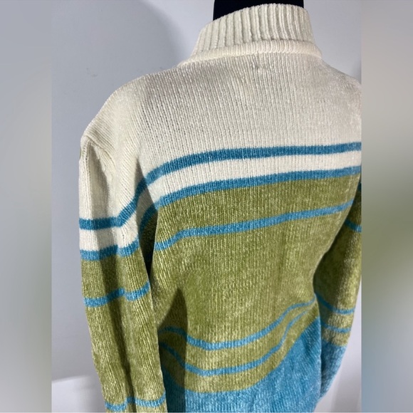 Alfred Dunner Floral Cowl Neck Sweater - Green, Blue, Cream - Picture 4 of 5